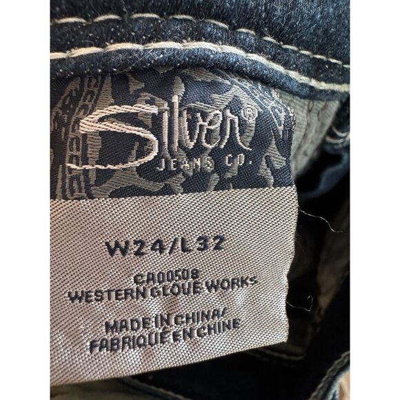 Silver Jeans Co. Suki Womens Dark Wash Distressed Skinny Bootcut Jeans W24 L32 D - Picture 3 of 7